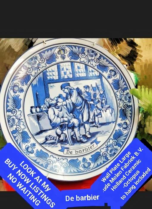 De Barbier-Delft Wall plate 26 cm+Octopus  Oude Molen Fabriek B.V. M Holland