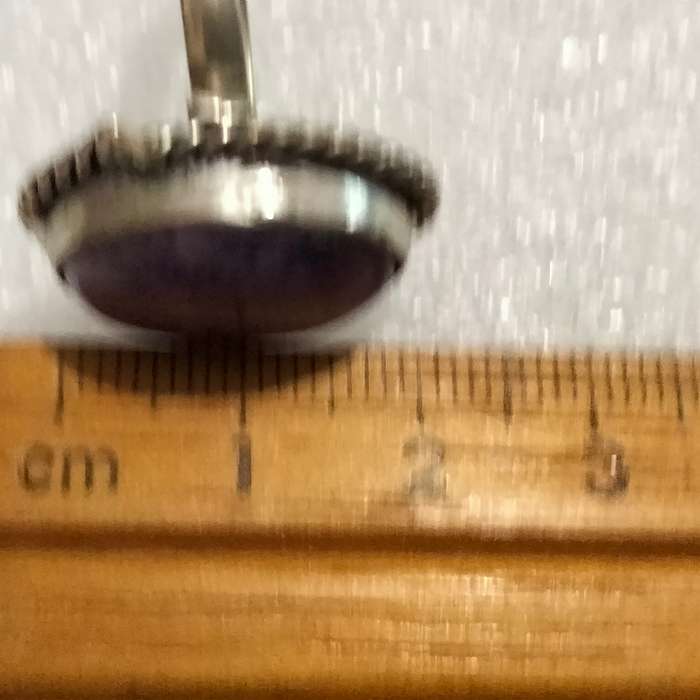 Dress RING Vintage Amethyst cabochon Silver tone composite