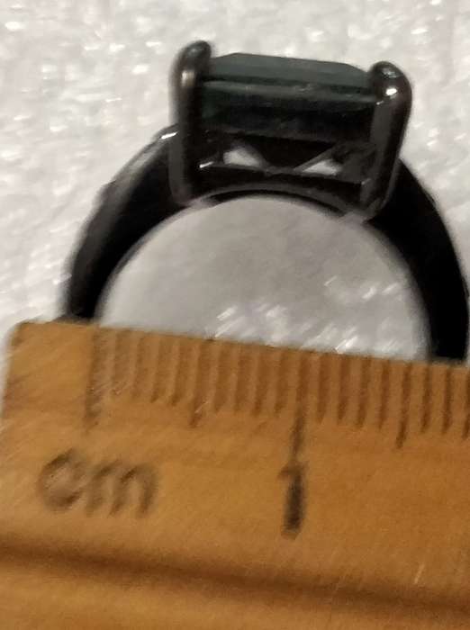 Dress RING Vintage Square dark composite stone - gunmetal tone