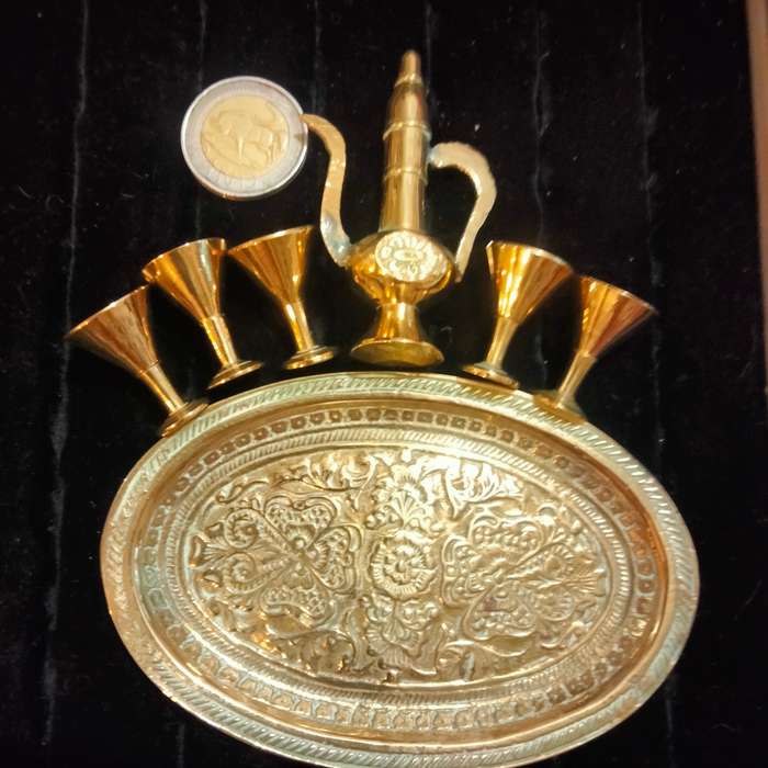 Brass MINIATURE - Tea Set 7 small pieces FAB GIFT