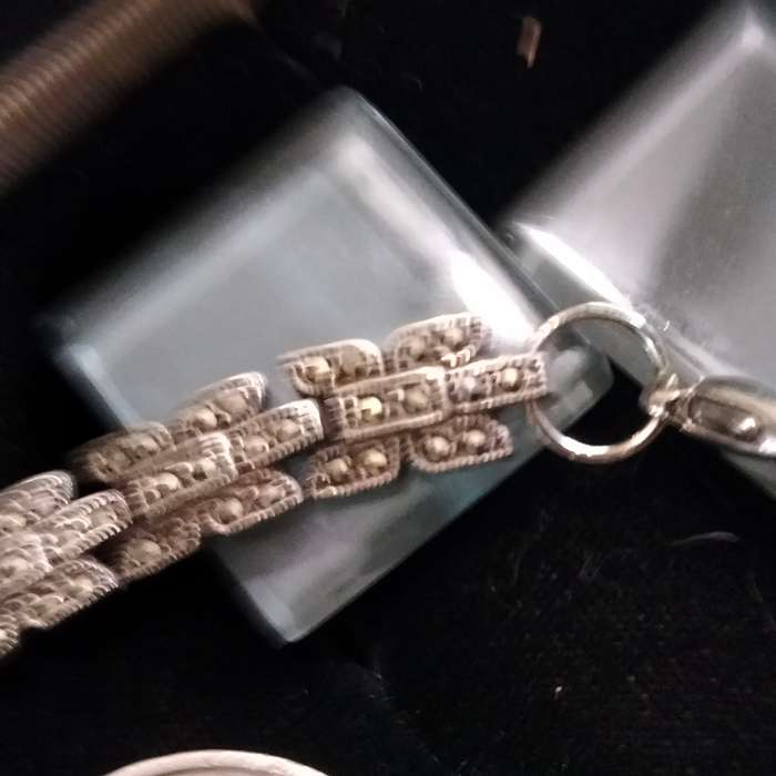 Necklace  - Aurora borealis 3 strand graduating CRYSTAL Mix Sizes Styles Clasp Marcasite Artisinal