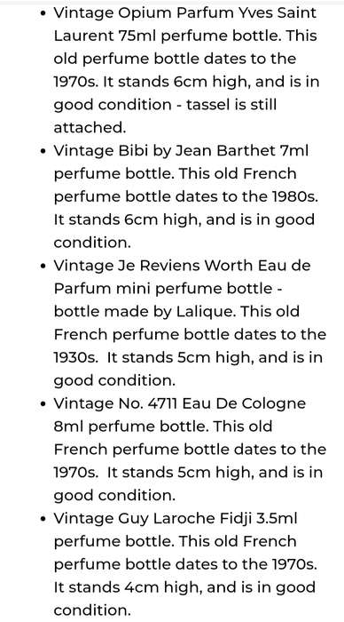 Collectibles 13 SCENT miniature Bottles empty+History LOOK at My BUY NOW listings NO WAITING