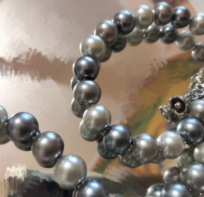 Necklace Silver hues Blueish Silverish Synthetic Pearls LOOK at my BUY NOW - NO WAITING
