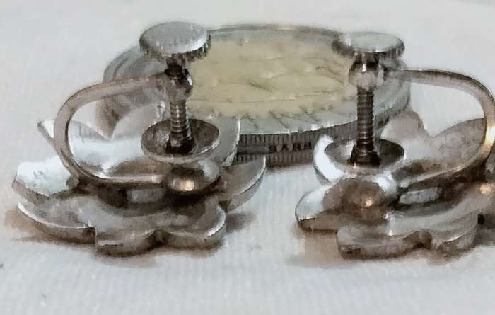 Sterling Silver Vintage Marcasite Earrings screw back on  LOOK at my BUY NOW  LISTINGS NO WATING
