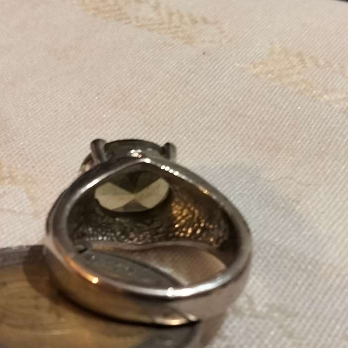 Dress RING Vintage Citrine Green composite stone -Silver tone