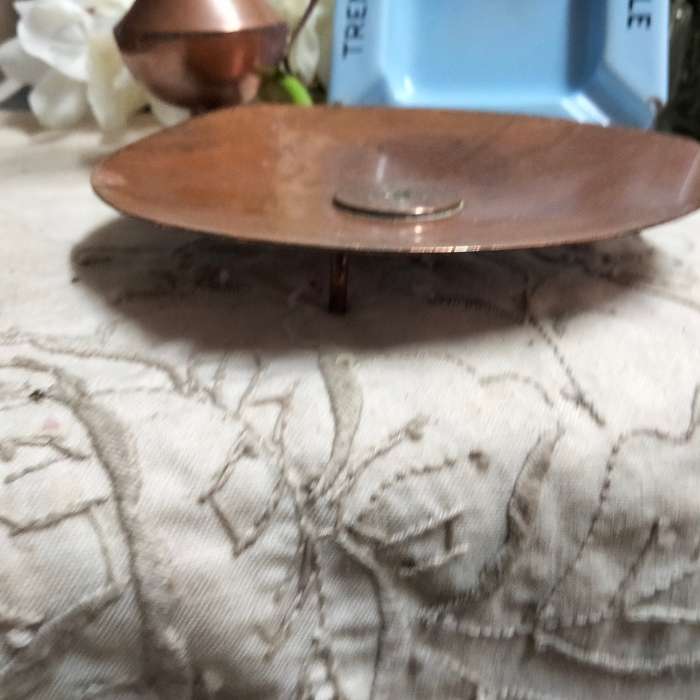 3- 2 Ashtrays Metal Enamel + Copper Rhodesia coin+1 Small jug LOOK At My BUY NOW LISTINGS NO WAITING