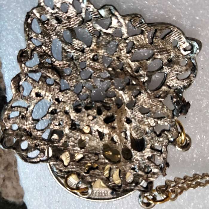 Necklace OLD Pendant Filigree gilt - Added chain+ 3 jump ring LOOK AT MY BUY NOW LISTINGS NO WAITING