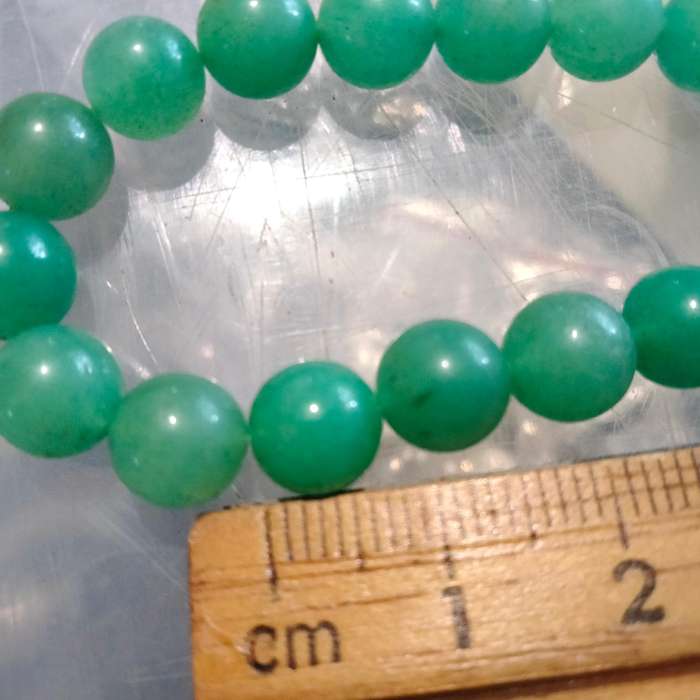 Necklace Green round Aventurine semi-precious gemstone lobster clasp silver tone metal