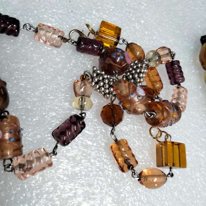 NECKLACE  MURANO Italian - WEDDING CAKE- handcrafted lampwork glass Vintage + other mix