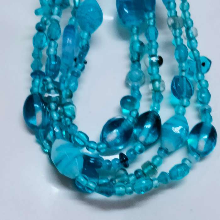 NECKLACE Choker  4 Strand Lampwork glass beads  Little Fish multiple shapes colour Round shape beads