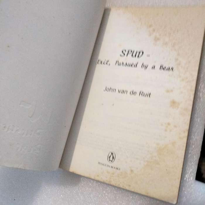 2 books -Author John Van De Ruit SPUD Learning to Fly+Exit,Pursued by a Bear- Pre-owned -Softcover