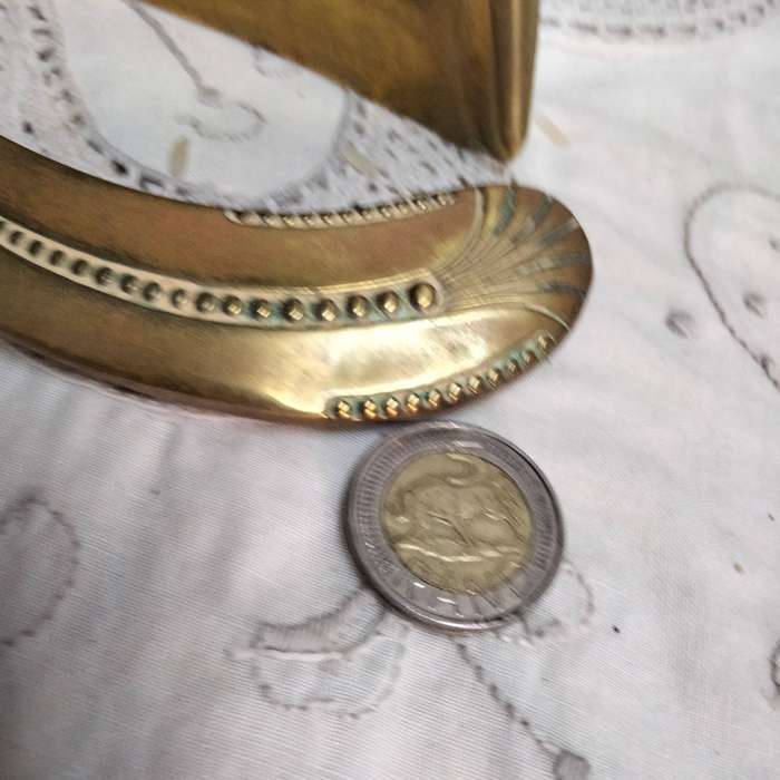 Art Deco BRASS DUST PAN 1 Vintage- BELDREY England+1 Brush - showing ware