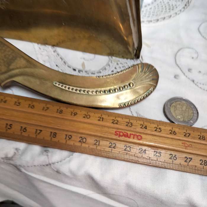 Art Deco BRASS DUST PAN 1 Vintage- BELDREY England+1 Brush - showing ware