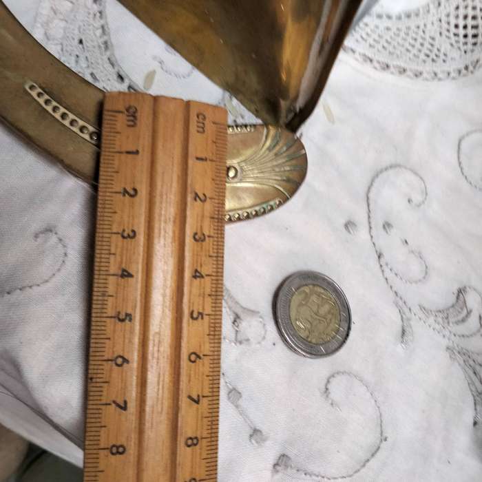 Art Deco BRASS DUST PAN 1 Vintage- BELDREY England+1 Brush - showing ware