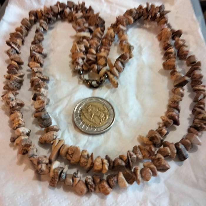 Necklaces 2 separate Now 1-Lots polished chip gemstones+1 Large Mother Of Pearl+faux pearls on cord