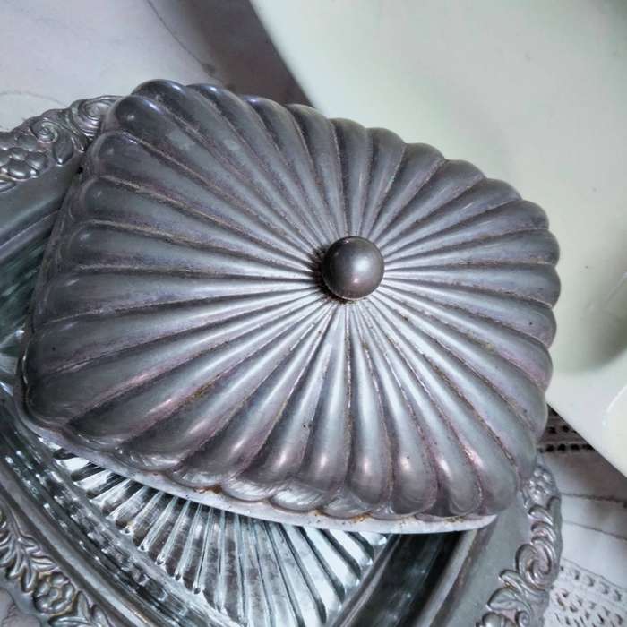CARLTON WARE Snack Serving Dish 5 Division-Sunburst Butter dish+GLASS inner+Vinegar decanter
