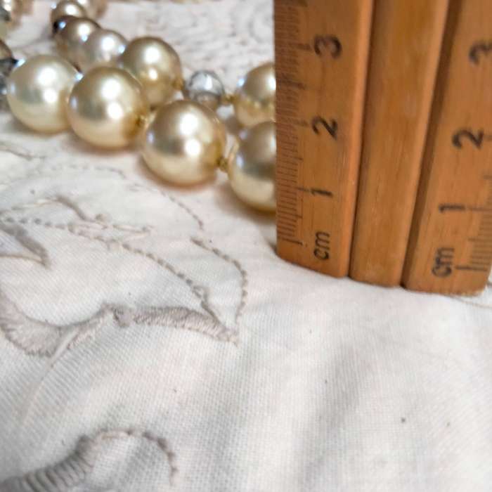 1 Necklace- vintage bib 2 strand faceted cut crystal clear+graduating faux Pearls