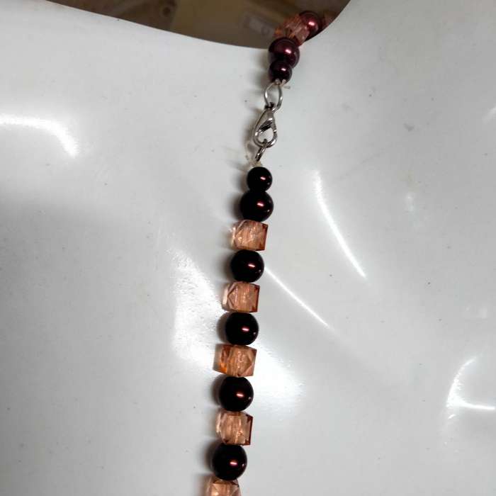 NECKLACE Bib  purple glass beads interspaced square lighter LOOK at my BUY NOW LISTINGS NO WAITING