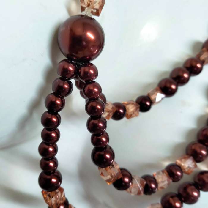 NECKLACE Bib  purple glass beads interspaced square lighter LOOK at my BUY NOW LISTINGS NO WAITING