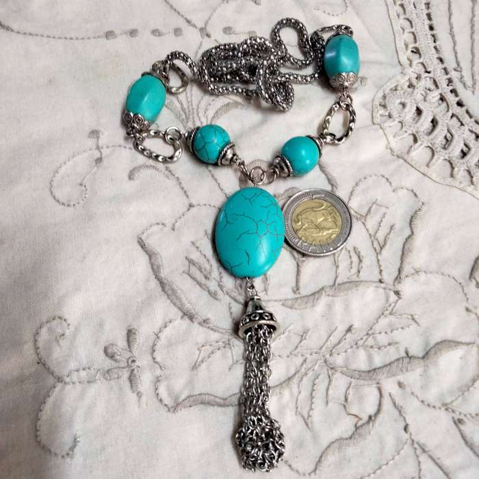 Necklace Torquoise different shapes sizes dangles magnetic Look at my Buy Now listings No Waiting