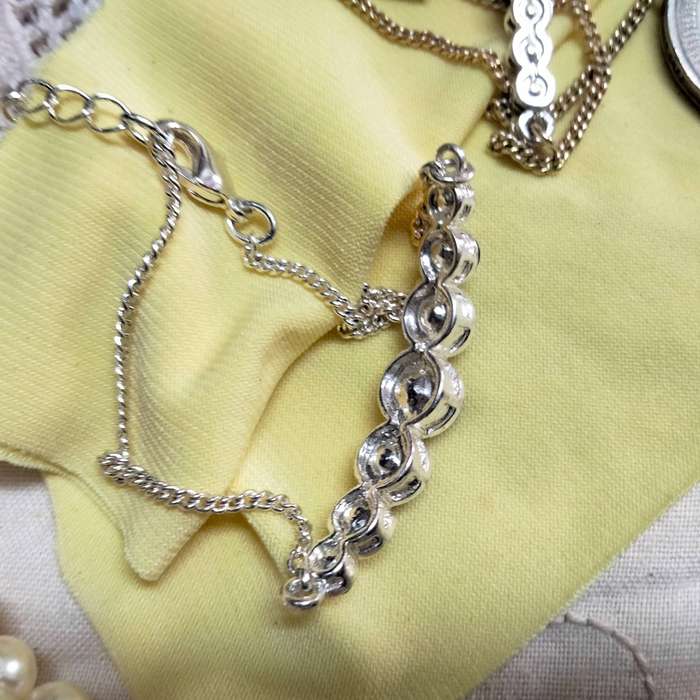 Necklace+Bracelet Aurora Borealis crystals old-time metal blue stones