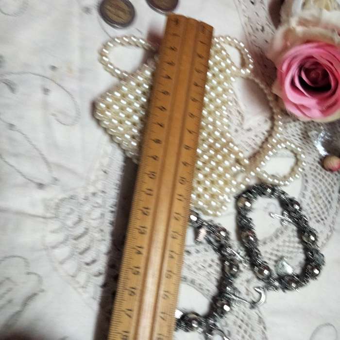 Bracelets 2 Stretch charms silver colour+Purse pearls fauxLOOK at my Buy Now items No Waiting