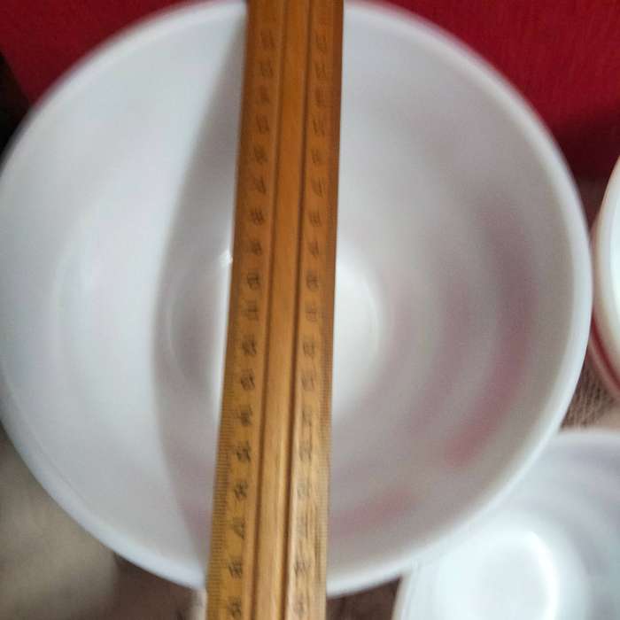 3  Mixing bowls Milk Glass Red stripe 2 OPALEX+1 bottom stamp 13LOOK At My BUY NOW - NO WAITING