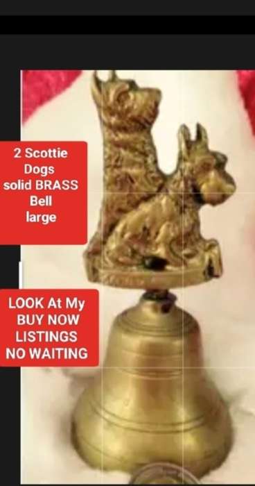 BRASS BELL  2 SCOTTIE DOGS height weight 234 grams 12 cm LOOK At All My BUY NOW LISTINGS NO WAITING