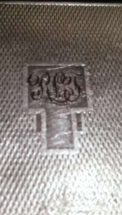 Cigarette case Monogram Silver Mirrored hinge 2 stretch Bracelets Faux Pearl Silvers+Purple wood