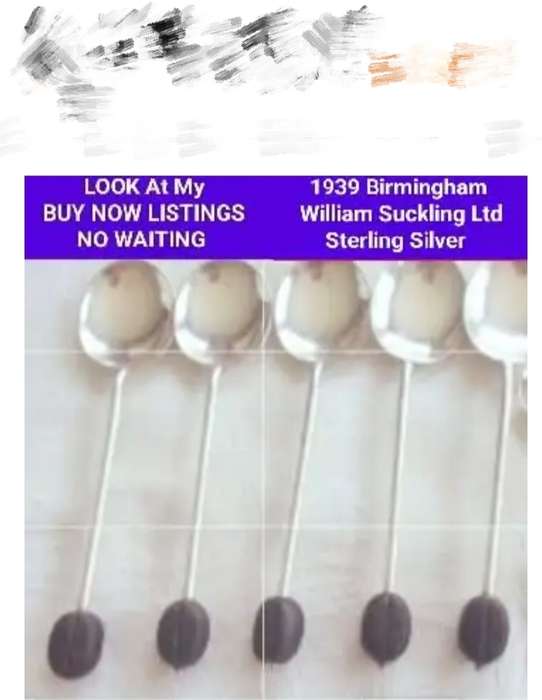 Antique 1939 STERLING SILVER - 5 set coffee bean top Spoons  hallmarked all one bid