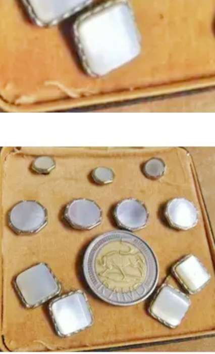 Boxed 1950s NU-LOK TUXEDO SET MOP 2 CUFF LINKS 4 TUXEDO BUTTONS 3 STUDS