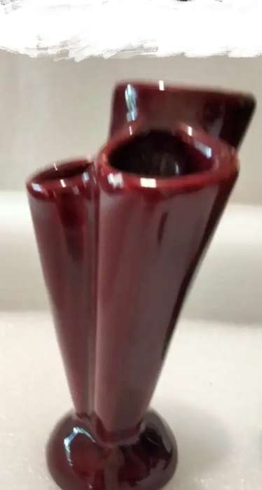 VASE - 3 tube Openings Maroon Ceramic LOOK At My BUY NOW Listings NO WAITING