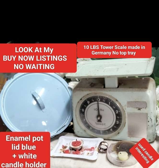 Just 4 decor-Tower scale candle Candle holder Enamel Pot Lid-one bid-LOOK At My BUY NOW-NO WAITING