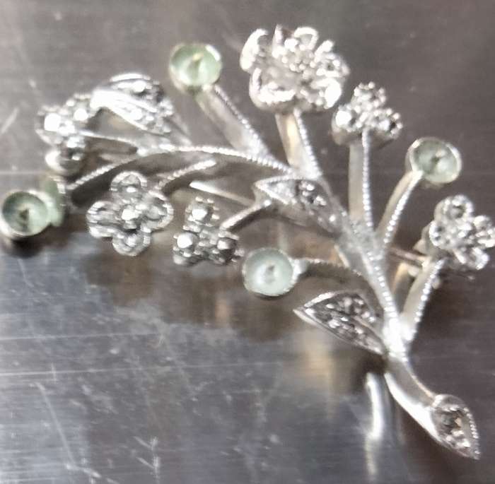 Brooch  MARCASITE-1 Sterling Silver Clearly marked LOOK At My BUY NOW LISTINGS NO WAITING