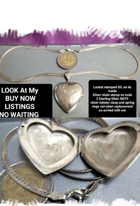 VTGLocket+Choker Chain925 Italy+HEART Sterling Silver 925 double sided LOOK atMy BUY NOW-NO WAITING