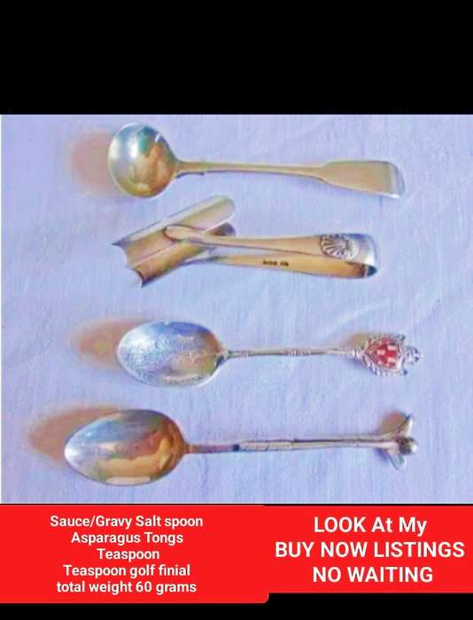 4 Antique STERLING SILVER Serving flatware LOOK AT MY BUY NOW LISTINGS NO WAITING