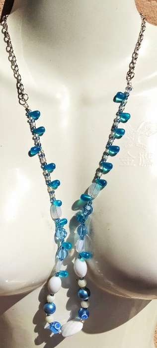 1 Necklace Vintage Murano art glass beads+ large acrylic LOOK AT MY BUY NOW LISTINGS NO WAITING
