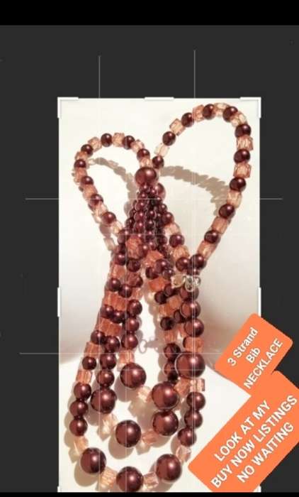 NECKLACE Bib  purple glass beads interspaced square lighter LOOK at my BUY NOW LISTINGS NO WAITING