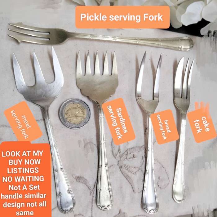 5 table Ware Serving Forks Vintage LOOK At My BUY NOW LISTINGS NO WAITING