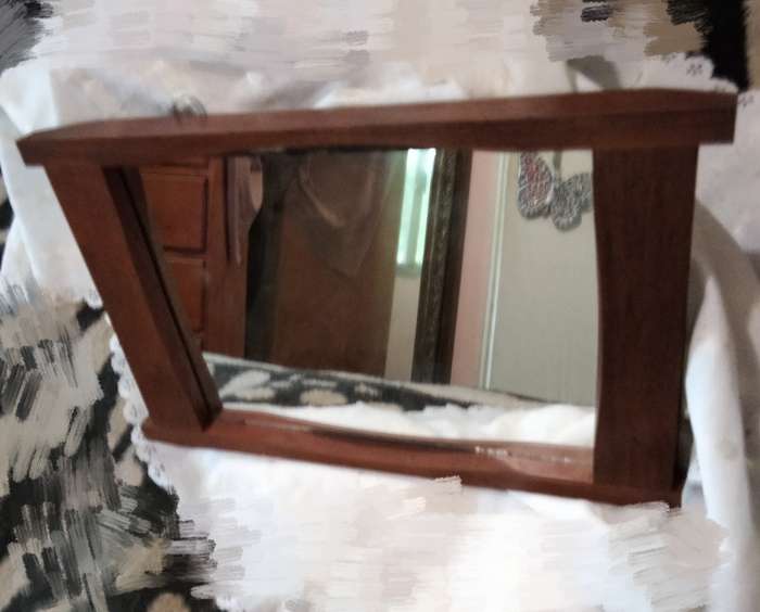 Mirror ART DECO frame curved wood+chain LOOK At My BUY NOW LISTINGS NO WAITING