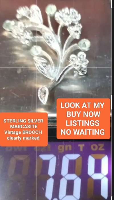 Brooch  MARCASITE-1 Sterling Silver Clearly marked LOOK At My BUY NOW LISTINGS NO WAITING