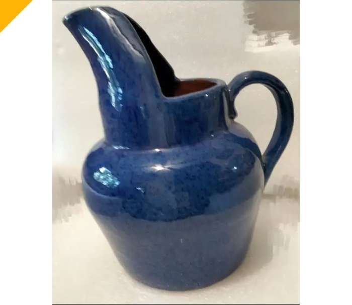 Jug Art Pottery COBOLT oxide glaze terracotta High cutaway Spout French LOOK atMy BUY NOW NO WAITING