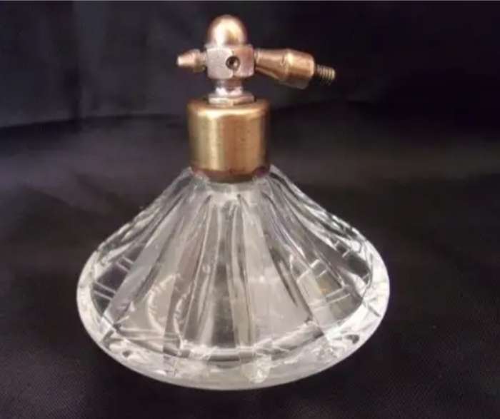 1930 ART DECO - Crystal+ brass Perfume bottle - No pump LOOK AT MY BUY NOW LISTINGS NO WAITING