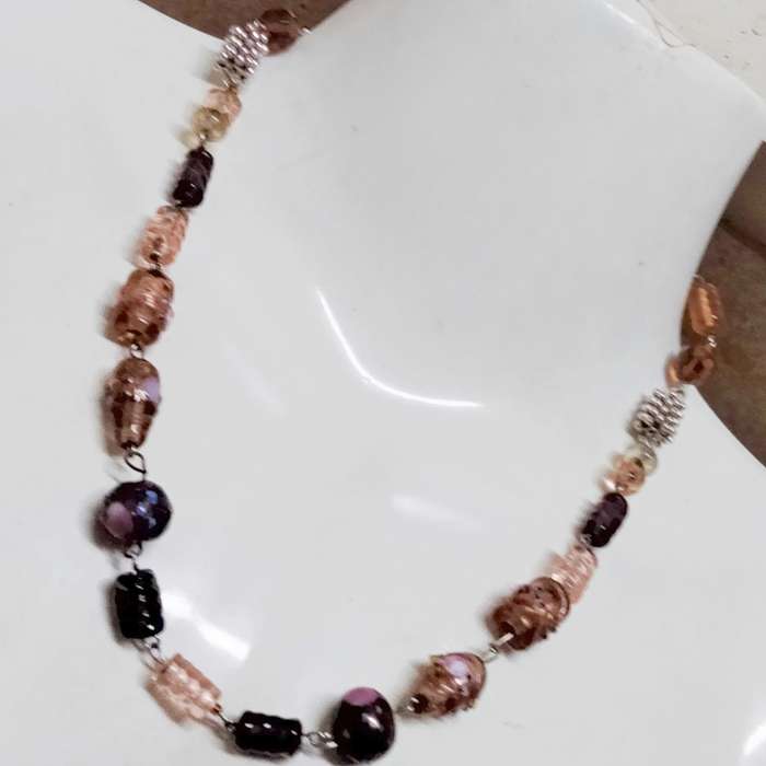 NECKLACE  MURANO Italian - WEDDING CAKE- handcrafted lampwork glass Vintage + other mix