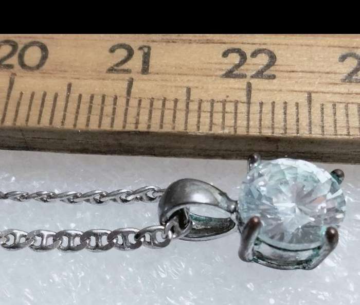 Necklace +Chain Sterling silver stamp 925  pendant large faceted cut stone Chain stamp Italy 925