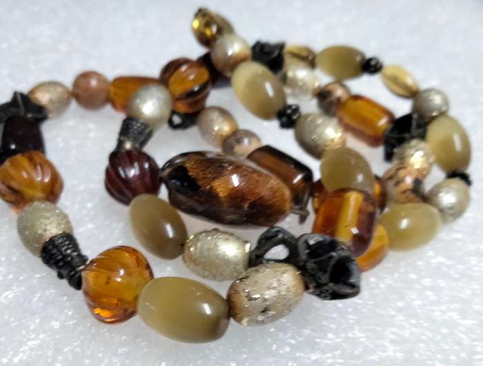 NECKLACE  MURANO Italian SILVER FOIL Largest Central -Handcrafted Lampwork glass Vintage +other mix