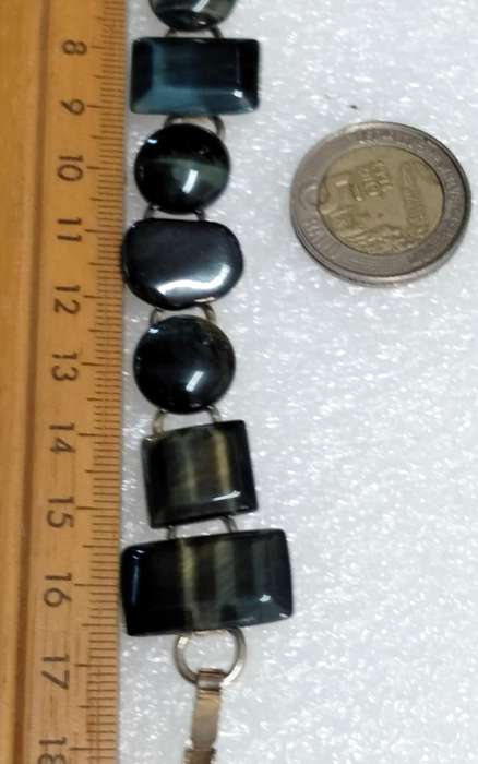 1970 Bracelet - TIGER EYE -Semi Precious Gemstone  Gold tone metal LOOK at my BUY NOW NO WAITING