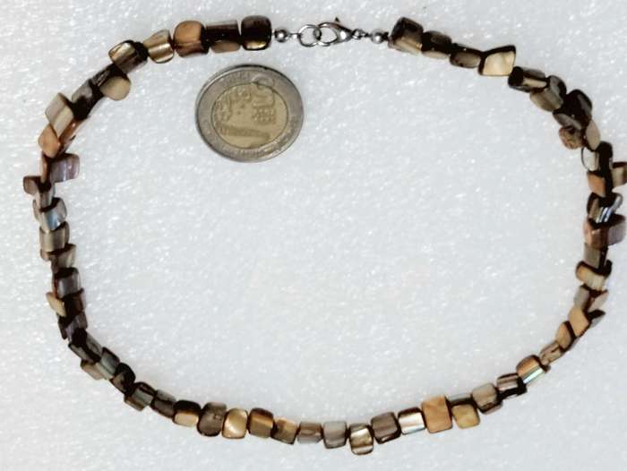 2 Necklaces Gemstones PINK+Gold Brown square cube Indian agate beads Art deco style