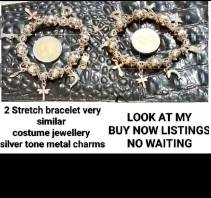Similar Bracelets 2 Stretch charms Silver Tone costume jewellery look at my Buy Now items No Waiting