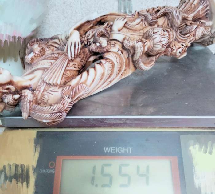 2 SET Man+Lady ORIENTAL figurines-Intricately carved details  COMPOSITE materials -All fo1 BID-chips